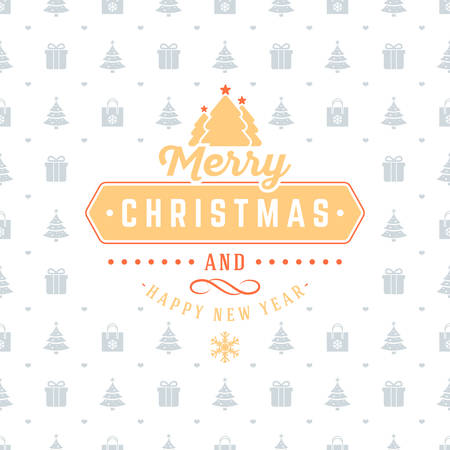Merry Christmas and Happy New Year. Retro design on seamless background. Vector background for wrapping paper or greeting cardのイラスト素材