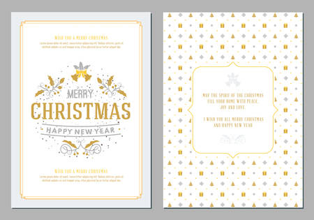 Merry Christmas greeting card template. Typographic retro design. Vector Illustrationのイラスト素材