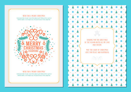 Merry Christmas greeting card template. Typographic retro design. Vector Illustrationのイラスト素材