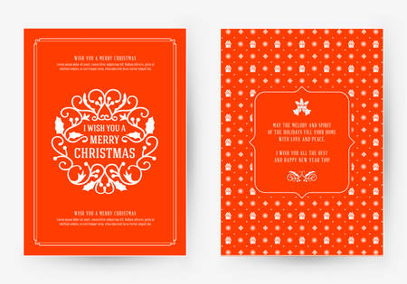 Merry Christmas greeting card template. Typographic retro design. Vector Illustrationのイラスト素材