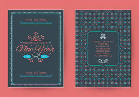 Merry Christmas greeting card template. Typographic retro design. Vector Illustrationのイラスト素材