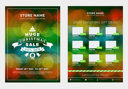 Christmas sale catalog design. Business flyer template. Vintage badge with winter backgroundのイラスト素材