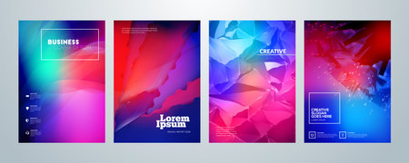 Set of business brochure cover design templates. Modern business flyer or poster with abstract colorful backgroundのイラスト素材