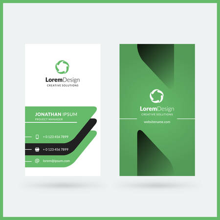 Vertical double-sided business card template. Vector illustration. Stationery designのイラスト素材