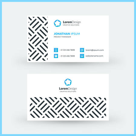 Double-sided horizontal modern business card template. Vector mockup illustration. Stationery designのイラスト素材