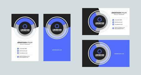 Double-sided creative business card template. Portrait and landscape orientation. Horizontal and vertical layout. Vector illustrationのイラスト素材