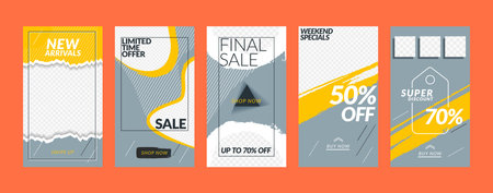 Set of templates for social media stories. story template. Vector colorful illustrationのイラスト素材