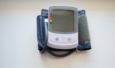 tonometer - an apparatus for measuring blood pressure. home electrical medical apparatus isolated on...