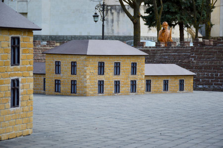 decorative house in a theme park. reconstruction of the city blockの写真素材