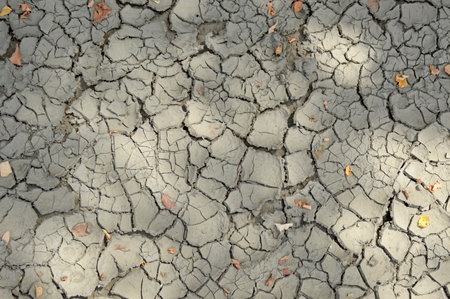 background of earth cracked from extreme heat or arid climate. global warming or environmental disaster. dead land uninhabitableの写真素材