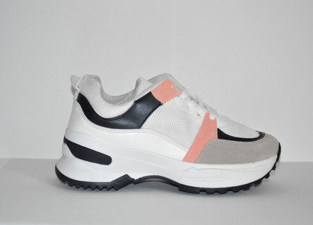 multi-colored female sneakers on a white background. Sports shoes. Casual shoes for sports and walking. youth style. Shoes for fitness, running, yogaの写真素材