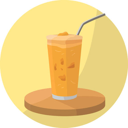 Illustration of an Orange Smoothie with Toppings that giving freshness.のイラスト素材