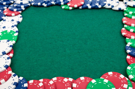 many chips on the green table