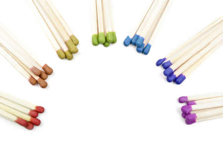 many colored matches isolated on a white backgroundの写真素材