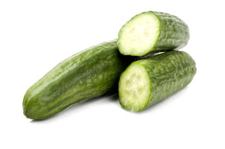 fresh cucumber isolated on a white backgroundの写真素材