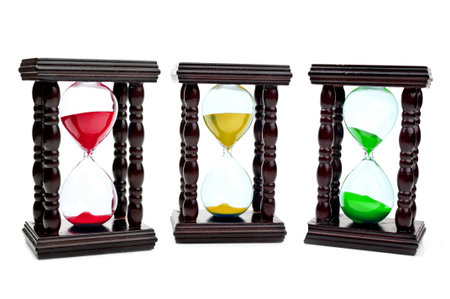 retro hourglass isolated on a white backgroundの写真素材