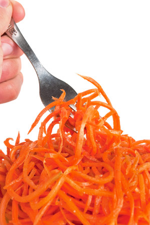 Salad korean carrot isolated on a white backgroundの写真素材