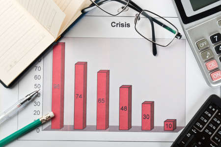 crisis in the company and office accessoriesの写真素材