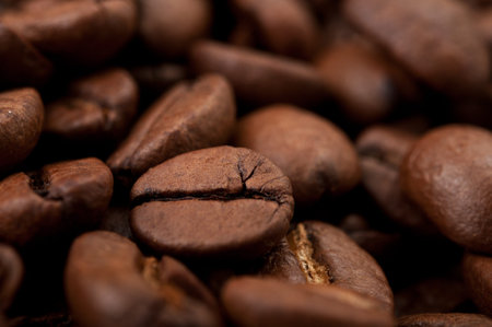 Macro photography of natural coffee beans background