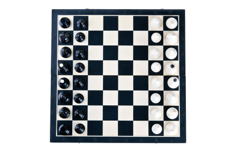 top view of the chessboard isolated on a white background