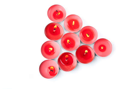 christmas candles isolated on a white backgroundの写真素材