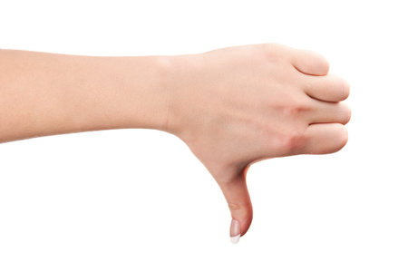 hand gesture of woman isolated on a white background