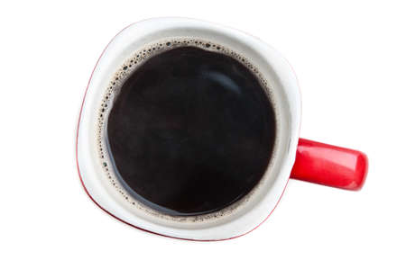 red coffee cup isolated on a white backgroundの写真素材