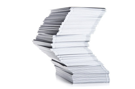 stack of white paper isolated on a white background