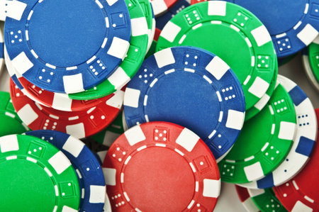 closeup of poker chips backgroundの写真素材
