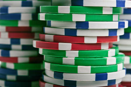 closeup of poker chips backgroundの写真素材