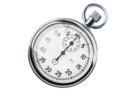 retro stopwatch isolated on a white backgroundの写真素材