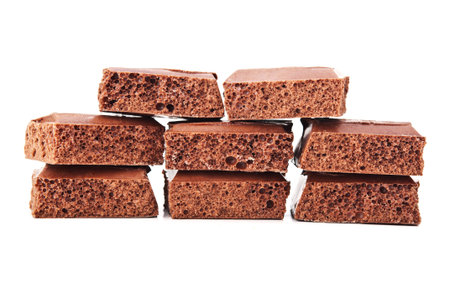 pieces of chocolate isolated on white background