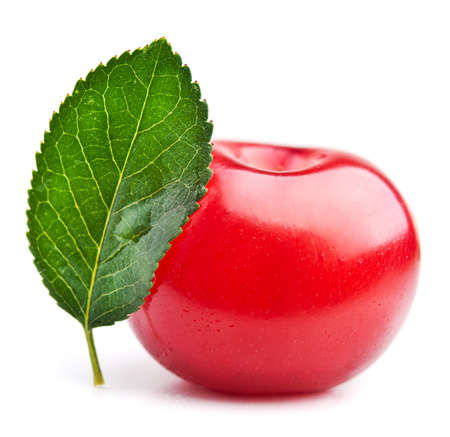 fresh cherry isolated on white backgroundの写真素材