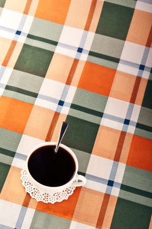 morning coffee at the kitchen tableの写真素材