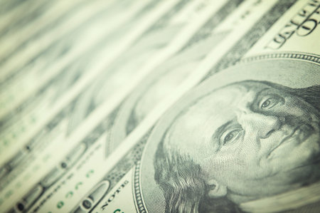 closeup money dollars on background