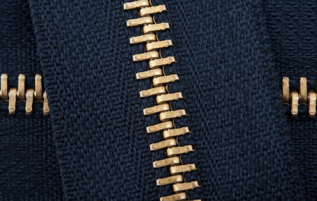 closeup of zipper on backgroundの写真素材