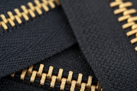 closeup of zipper on backgroundの写真素材