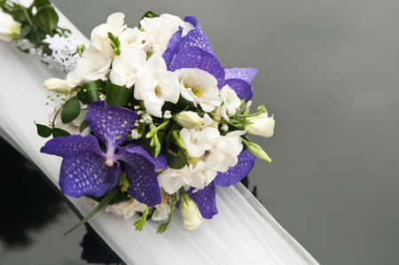 wedding bouquet on a black backgroundの写真素材