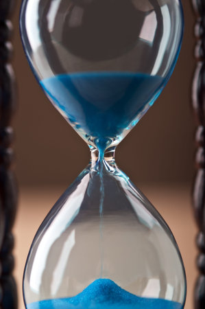 close up of hourglass clock