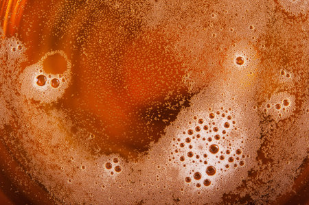 closeup of beer bubbles