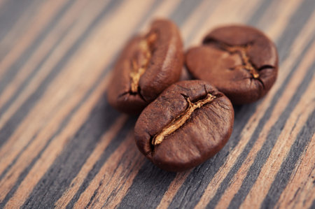 closeup of coffee beans backgroundの写真素材