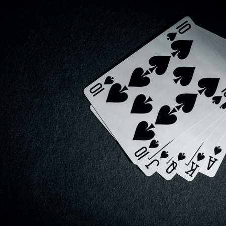 poker cards on a tableの写真素材