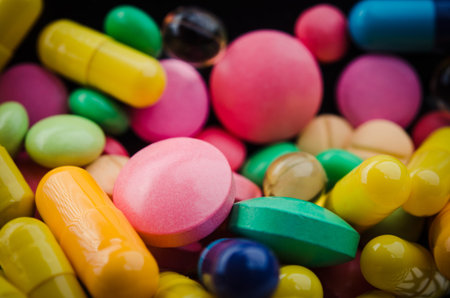 close up of colorful tablets