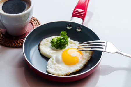 creative morning breakfast with heart eggs
