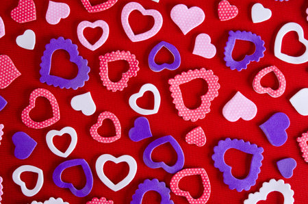 hearts symbol on red background