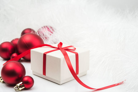 New Year 2015 decoration. Gift and xmas balls.