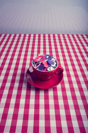 red cup full of heartsの写真素材