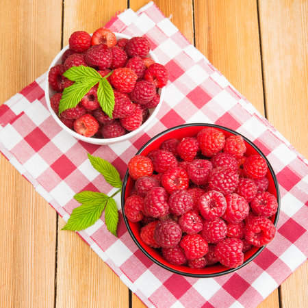 fresh red raspberry on a plate