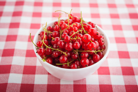 Summer fruit current on tablecloth