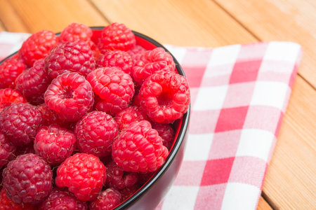 closeup of fresh red raspberry fruts